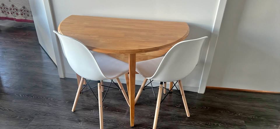 Foldable dining table with chairs