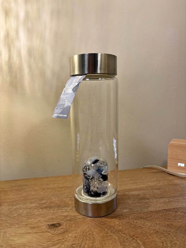 NEW - VitaJuwel Balance Crystal Glass Water Bottle