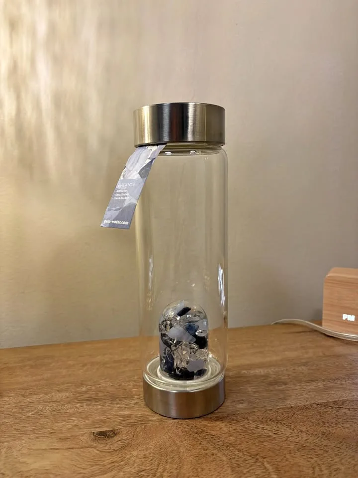 NEW - VitaJuwel Balance Crystal Glass Water Bottle