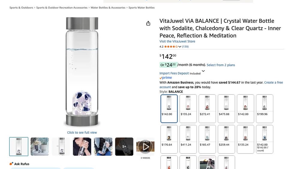 NEW - VitaJuwel Balance Crystal Glass Water Bottle - photo 4