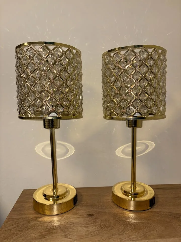 Set of 2 Gold Crystal Touch Control Table Lamps image indicator(3)