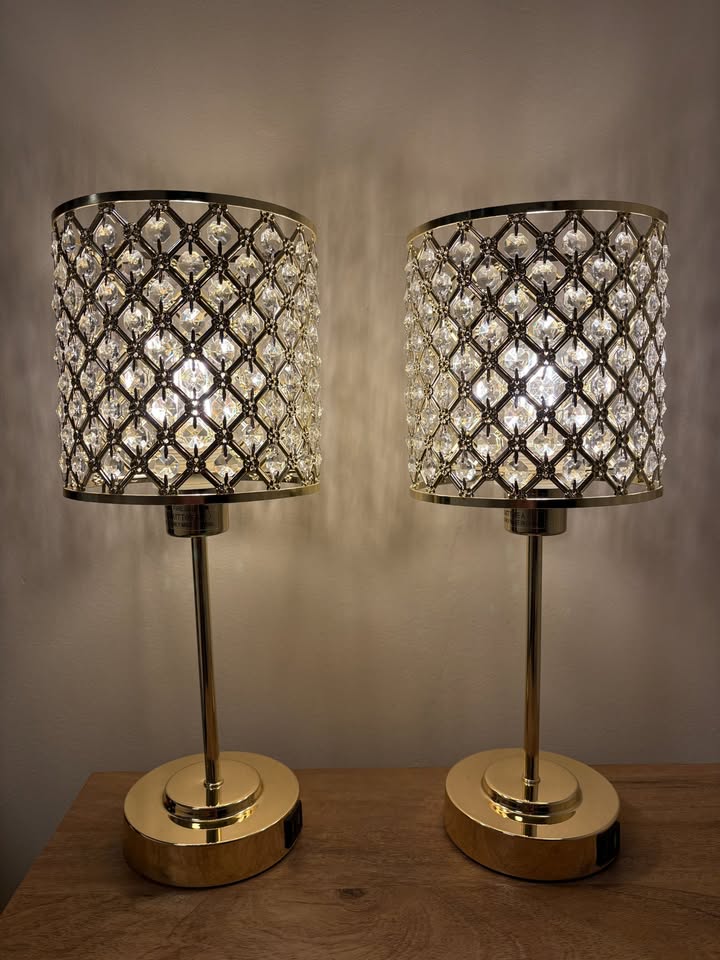Set of 2 Gold Crystal Touch Control Table Lamps - photo 4