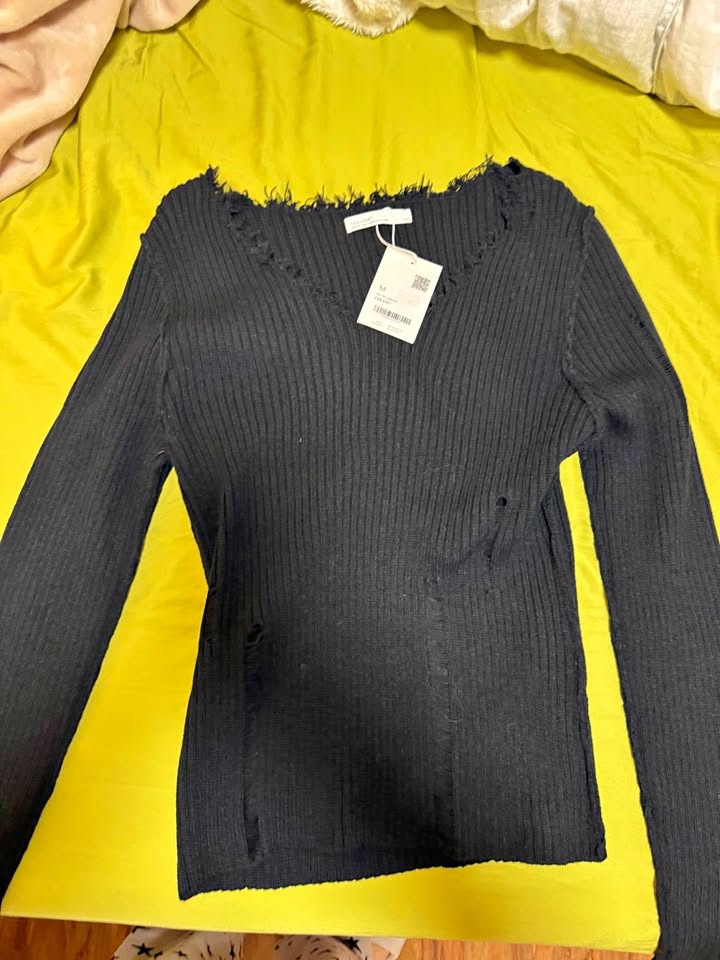 Brand New Black Oat and fort Ripped Sweater