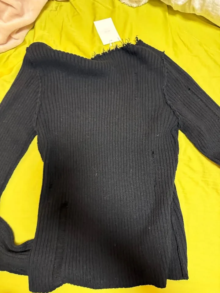 Brand New Black Oat and fort Ripped Sweater image indicator(3)