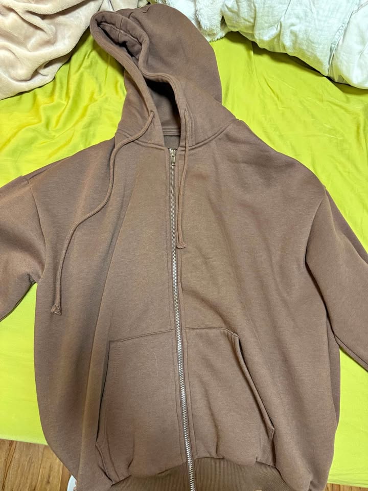 Brown oversized Zip-up Hoodie