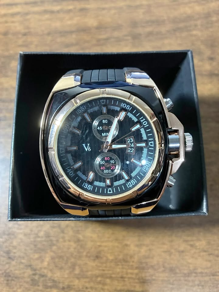 V6 Quartz Sport Watch with Black Silicone band
