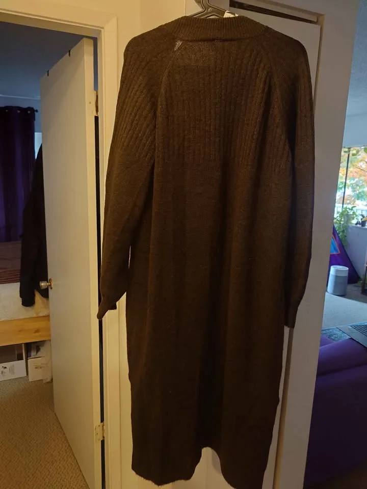 Y.A.S Women's Long Knit Brown Cardigan (Large Size) image indicator(5)