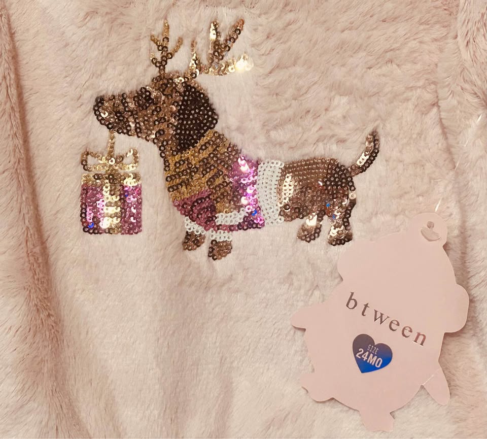 NWT Pink Girl’s Flip Sequin Dachshund Sweater 24 Months / 2T - photo 2