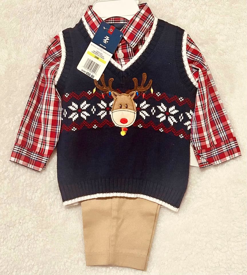 NWT IZOD Baby Boys 3-6 Months Holiday 3Pc Outfit MSRP $50