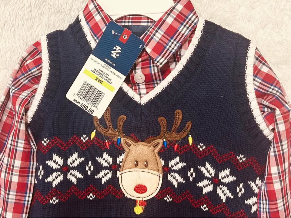 NWT IZOD Baby Boys 3-6 Months Holiday 3Pc Outfit MSRP $50 - photo 2