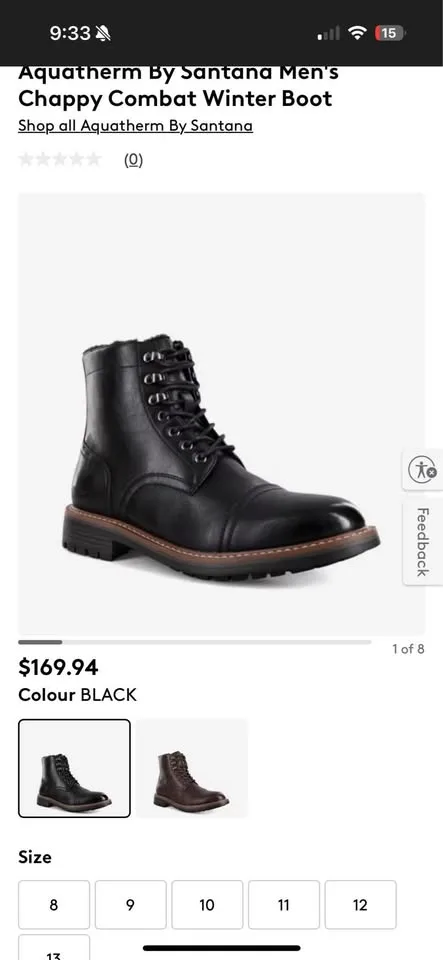 NWT Aquatherm By Santana Men's Black Chappy Combat Winter Boot s image indicator(10)