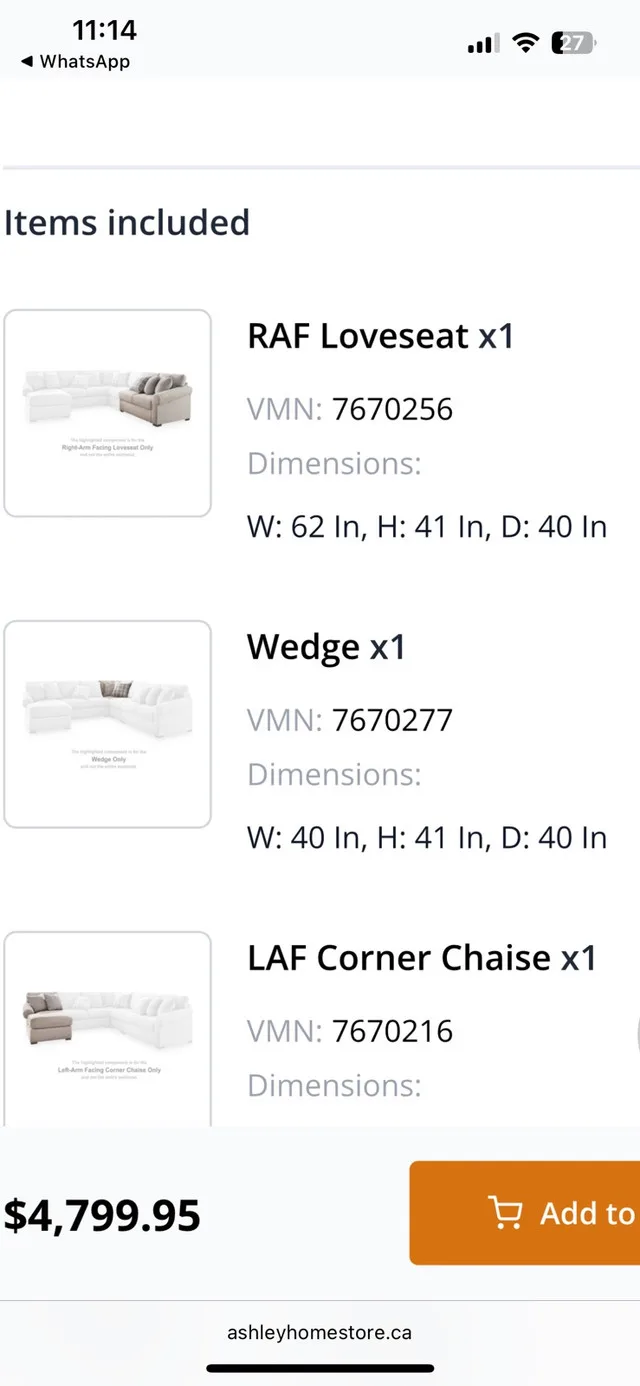 Ashley Bridgemont 5-Piece Sectional with Chaise image indicator(2)