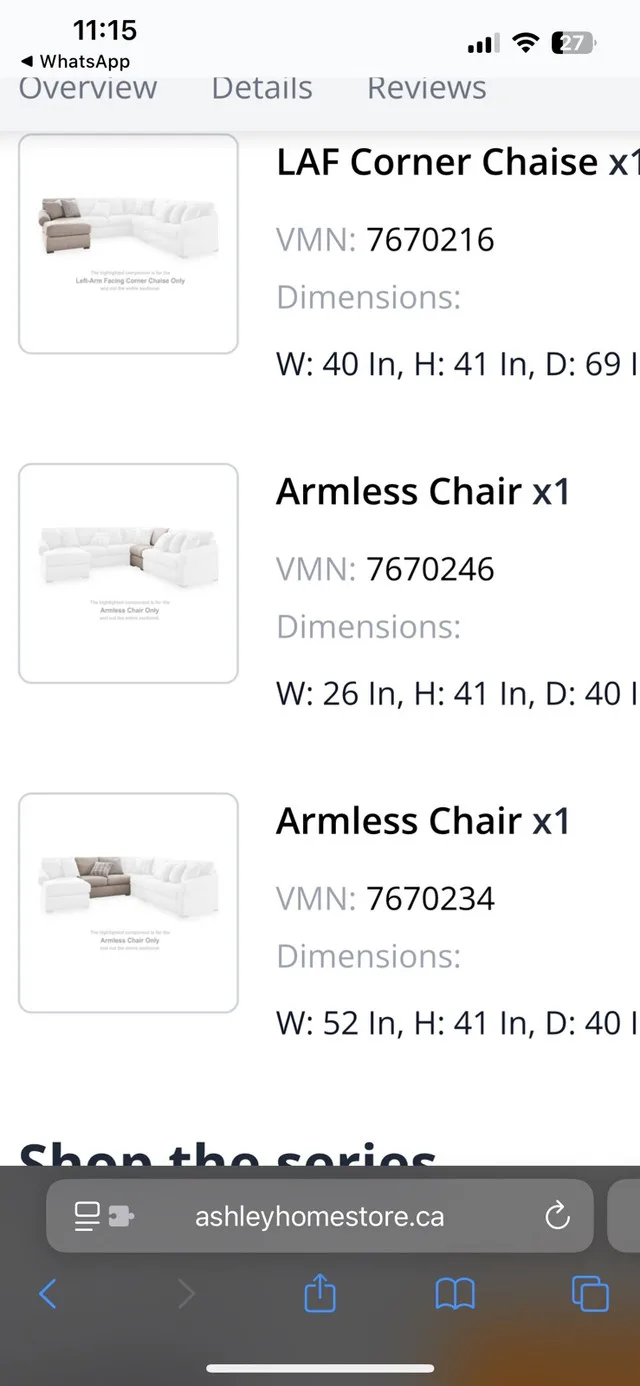 Ashley Bridgemont 5-Piece Sectional with Chaise image indicator(3)