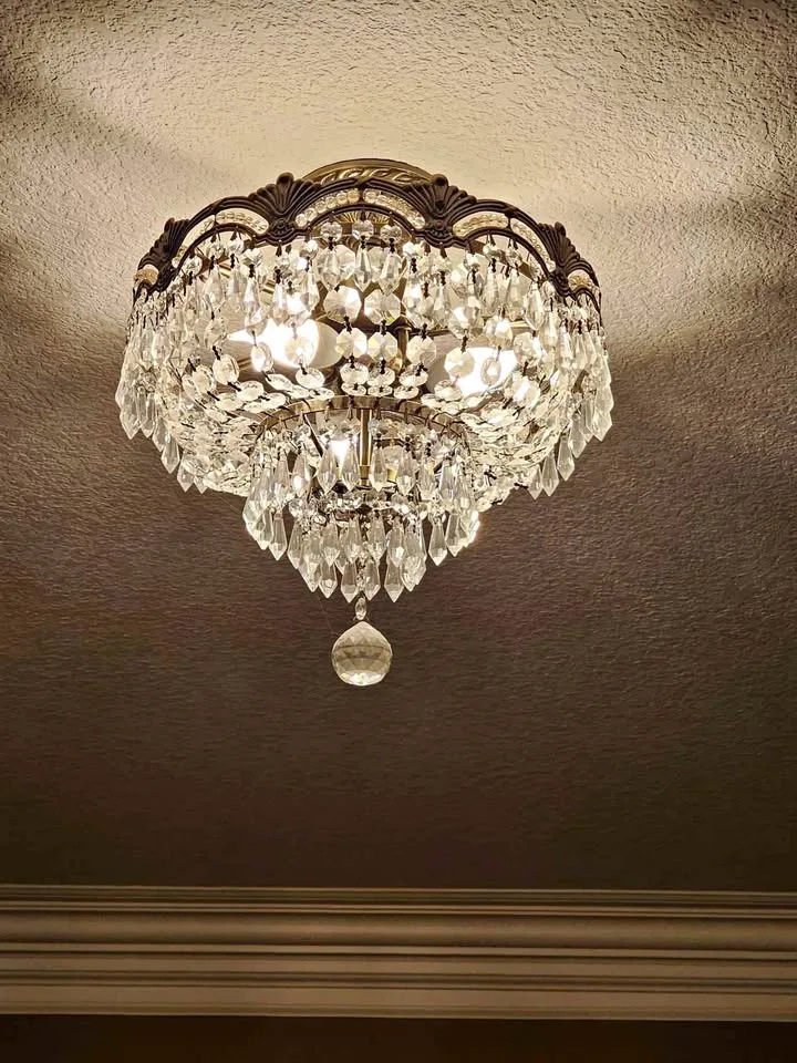 RARE Crystorama Brass 3-Light Semi-Flush Mount thumbnail