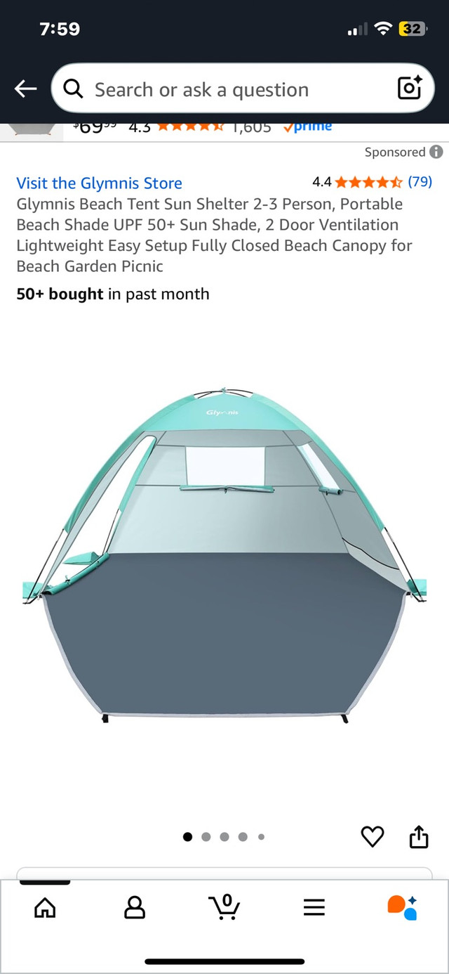 Glymnis 2-3 Person Beach Tent (Read Descriptions)