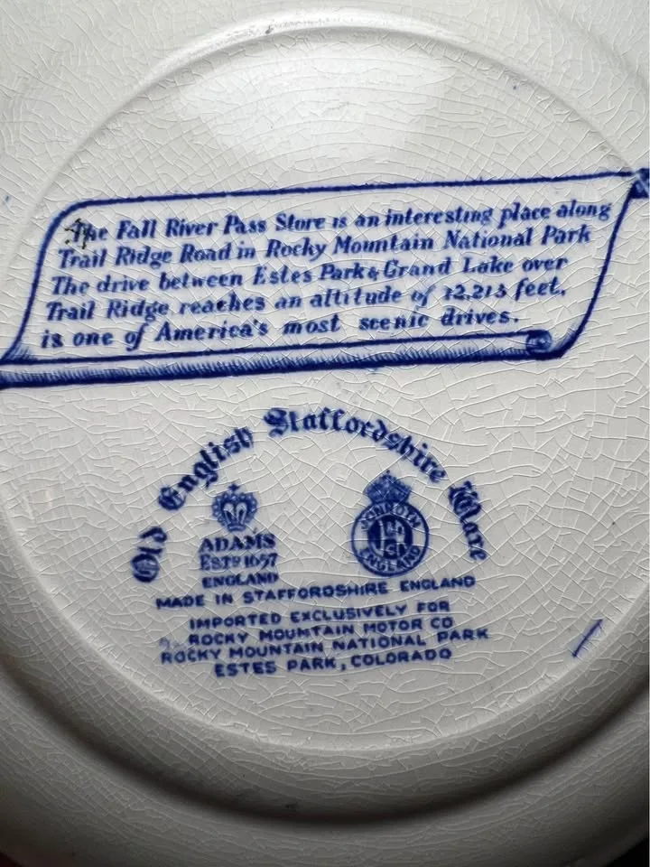 Old English Staffordshire Ware Plate - Fall River Pass Store image indicator(3)