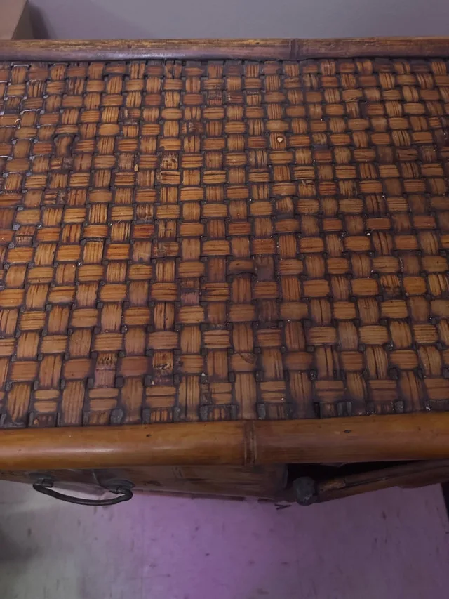 Vintage Bamboo Cabinet + Side Tables – Rare Golden Brown Set image indicator(4)