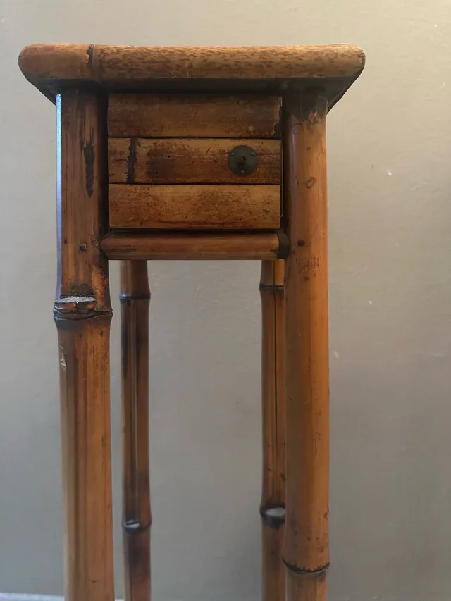 Vintage Bamboo Cabinet + Side Tables – Rare Golden Brown Set image indicator(10)