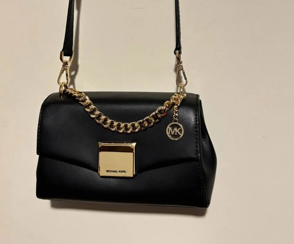 Michael Kors Lita Small Leather Crossbody Bag – Black/Gold image indicator(2)