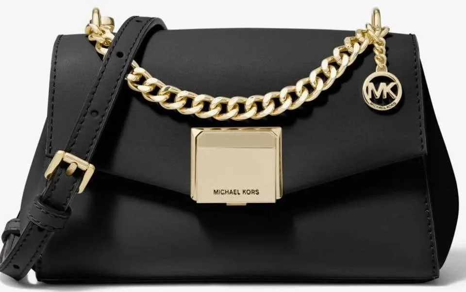 Michael Kors Lita Small Leather Crossbody Bag – Black/Gold image indicator(3)