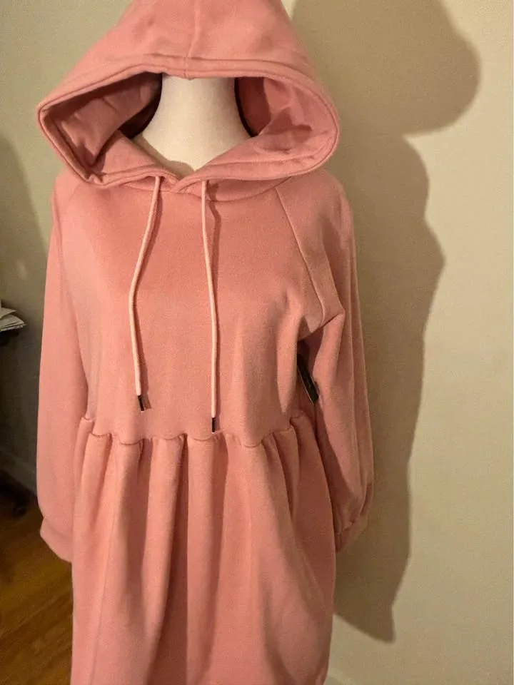 Cute pink Hoodie dress. Size M image indicator(3)