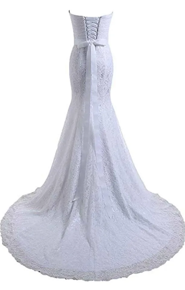 Women's Lace Mermaid Bridal Wedding Dress Size 8 image indicator(5)