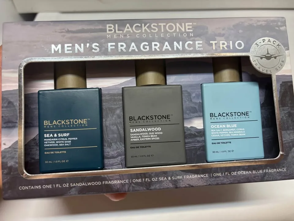 NIB Blackstone Mens Fragrance Trio Sandalwood Sea & Surf Ocean B image indicator(6)