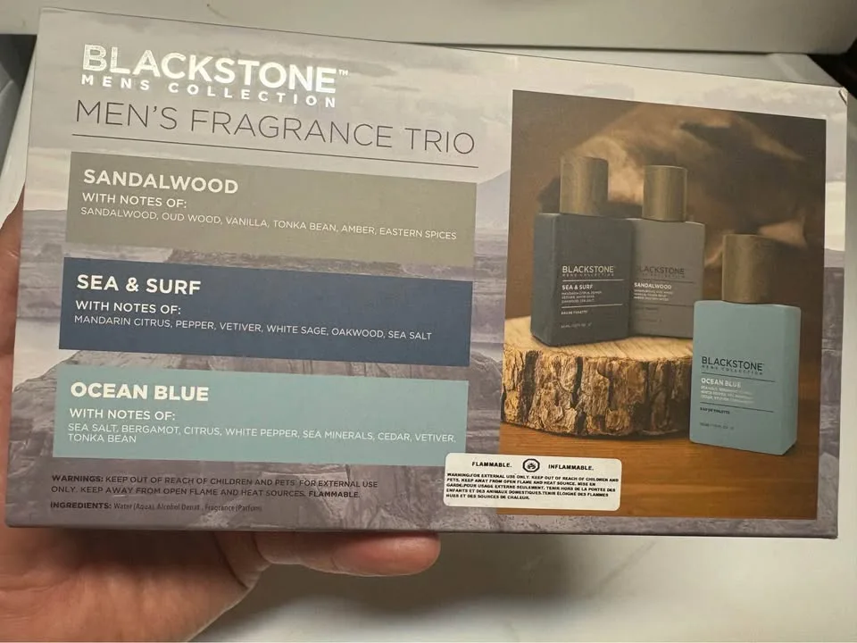 NIB Blackstone Mens Fragrance Trio Sandalwood Sea & Surf Ocean B image indicator(7)