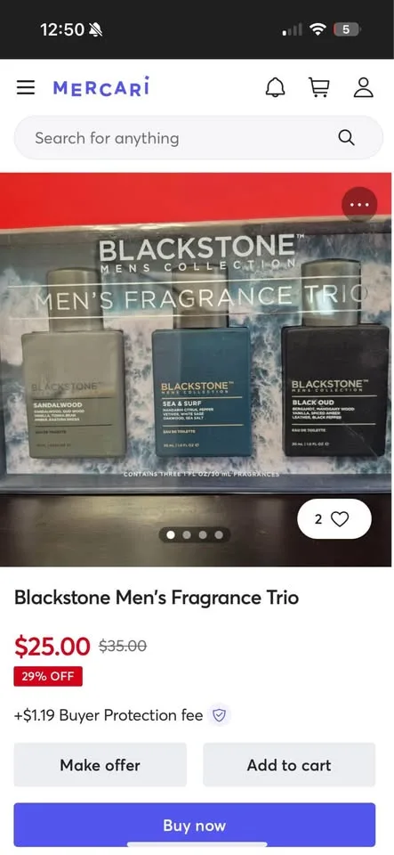 NIB Blackstone Mens Fragrance Trio Sandalwood Sea & Surf Ocean B image indicator(8)