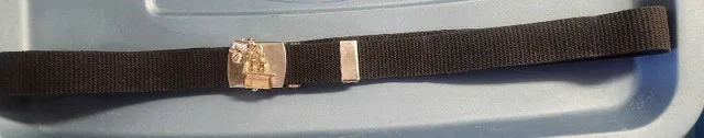Military belt with bulldozer belt buckle