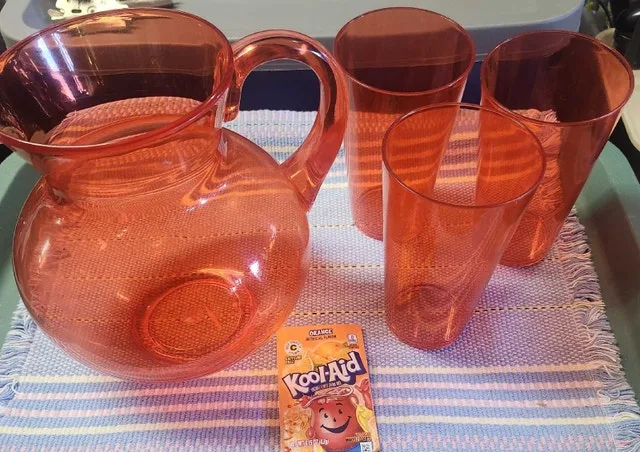 Orange Glass Pitcher Set