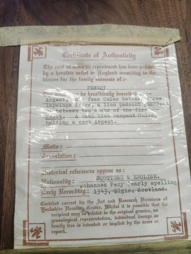 Penney Family Coat of Arms Plaque image indicator(3)