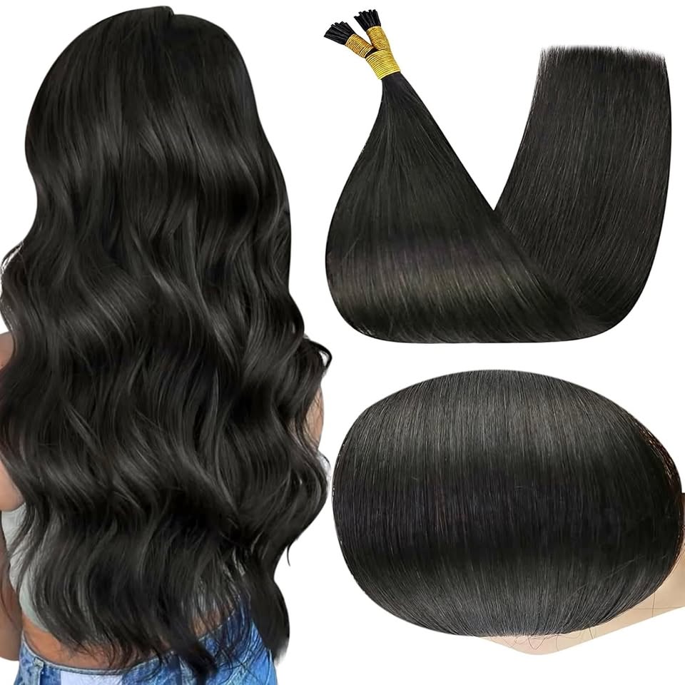 Tip Hair Extensions Human Hair Color 1B Off Black 22 Inch