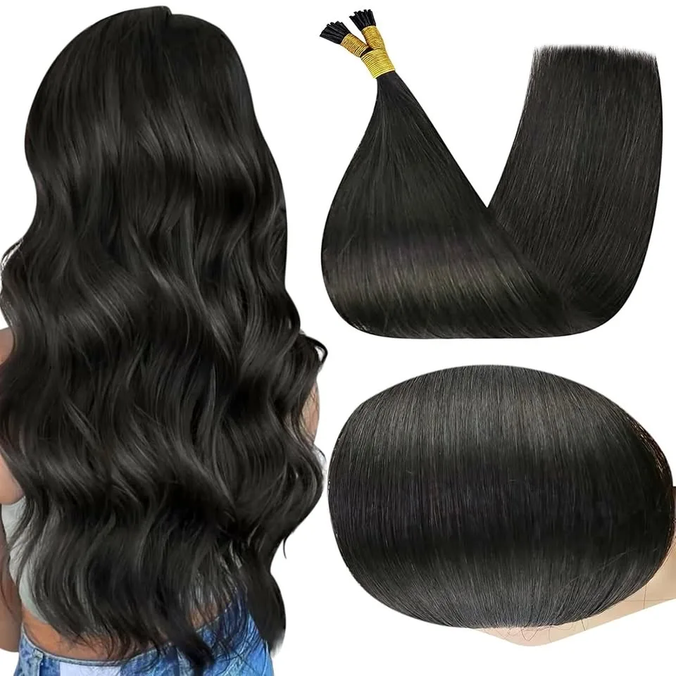 Tip Hair Extensions Human Hair Color 1B Off Black 22 Inch thumbnail