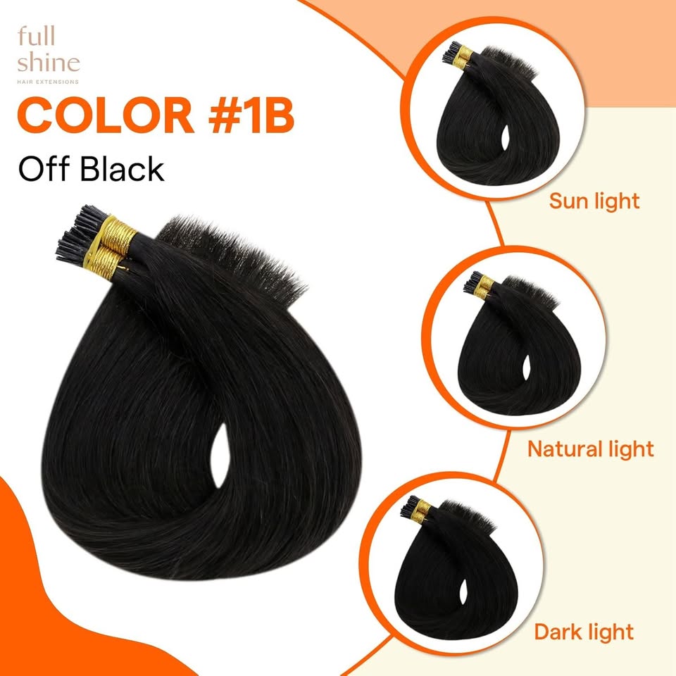 Tip Hair Extensions Human Hair Color 1B Off Black 22 Inch - photo 2