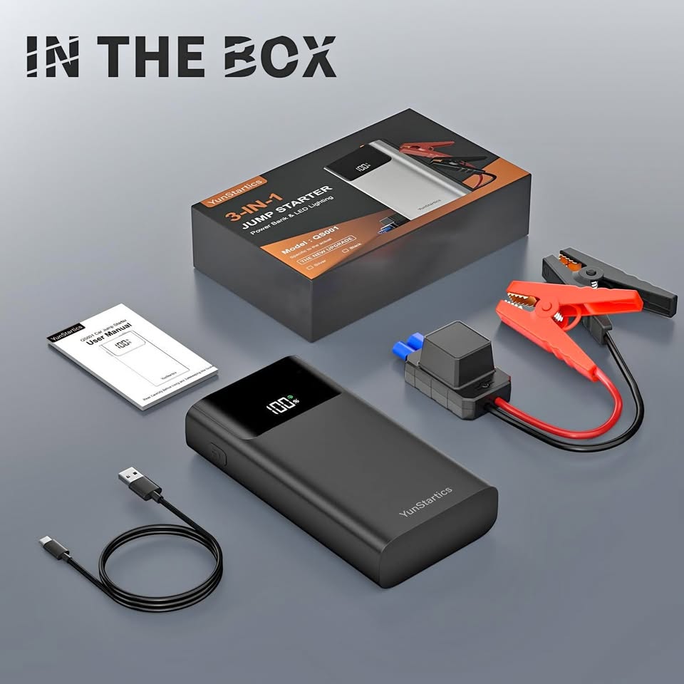 Portable Car Jump Starter – Peak Power Bank & LED Flashlight