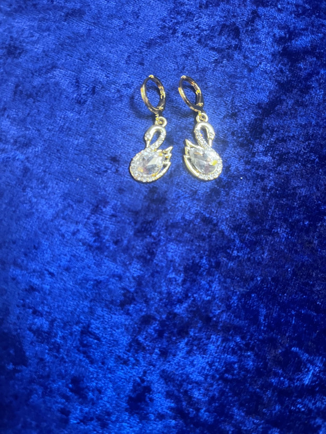 Swan Earrings 14k Gold Plated - photo 3