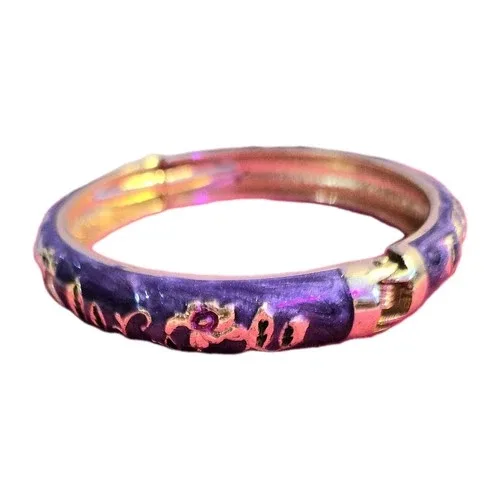Purple hinged flower bracelet thumbnail
