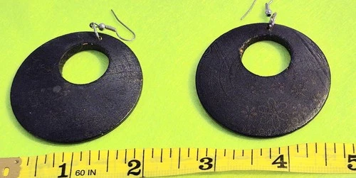 Wooden dangle earrings - photo 2