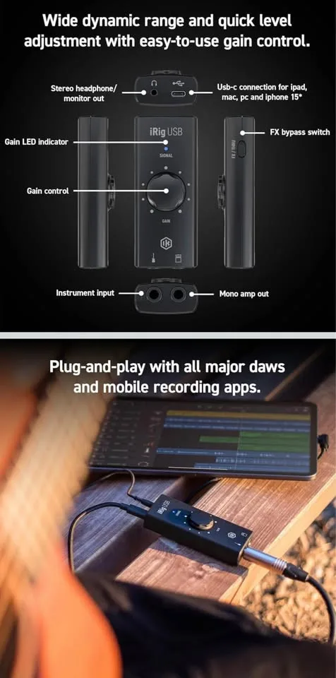 IK Multimedia iRig USB Guitar Audio Interface image indicator(4)