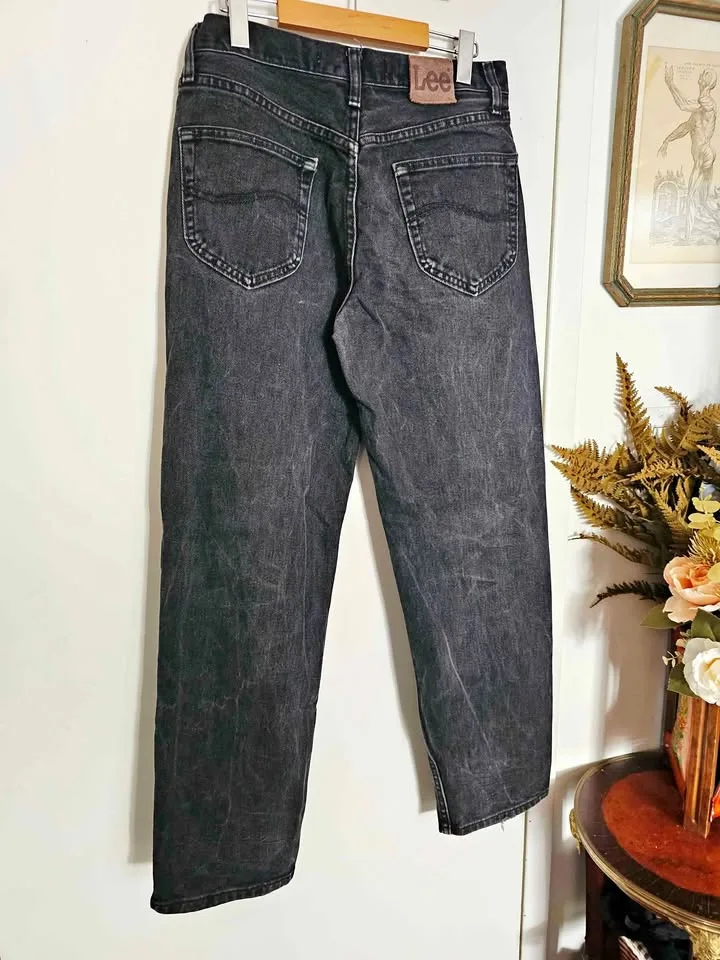 Vintage 90s Lee 31x30 Relaxed Fit Washed Black Denim Mens Jeans