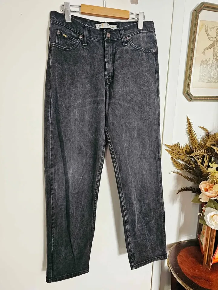 Vintage 90s Lee 31x30 Relaxed Fit Washed Black Denim Mens Jeans image indicator(5)