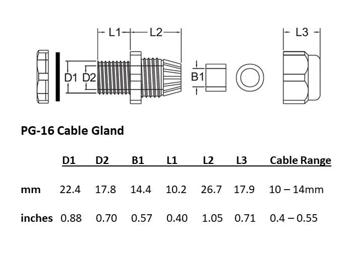 PG16 14mm Nylon Cable Gland NEW - Bag of 10 image indicator(7)