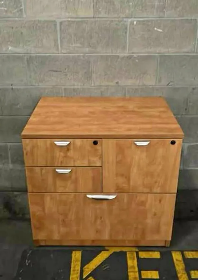 Honey Maple Four Drawer Office Cabinet