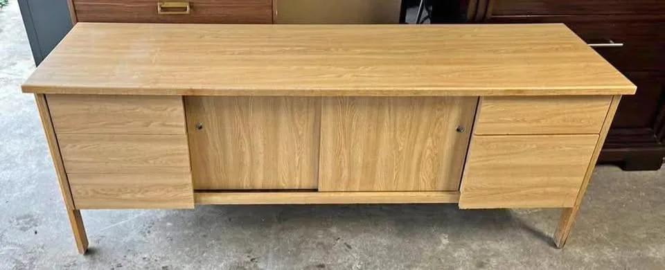 Oak-Finished Office Credenza