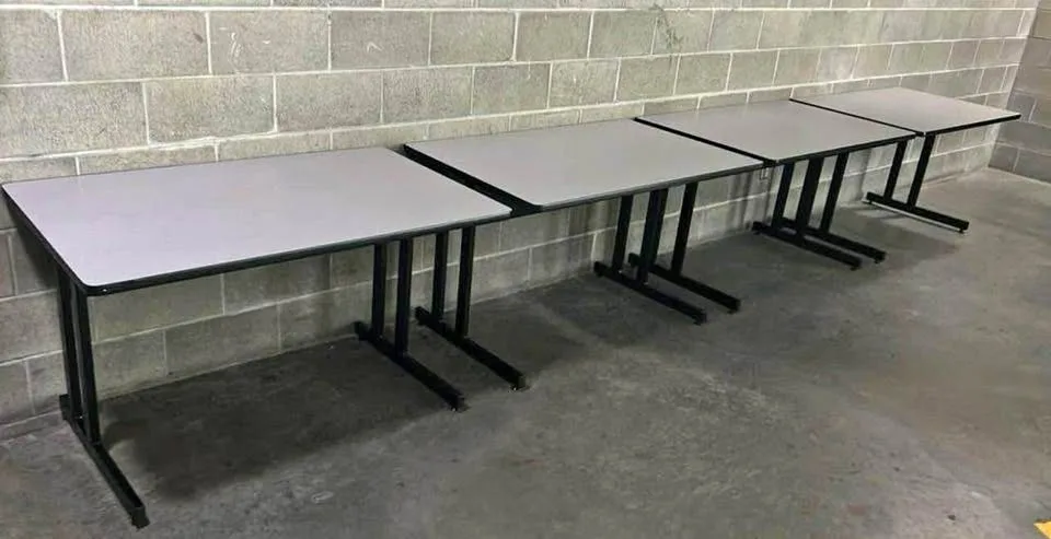 Set of Four Grey Laminate Executive Office Desks