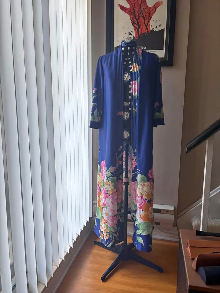Vintage Blue Maxi Floral Robe thumbnail