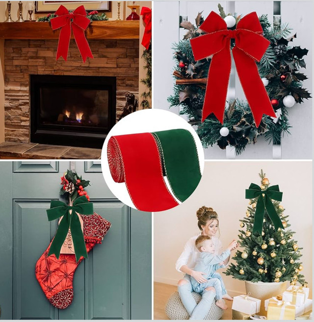 New Signature Christmas Wired Edge Ribbons 2 Rolls (Red & Green)