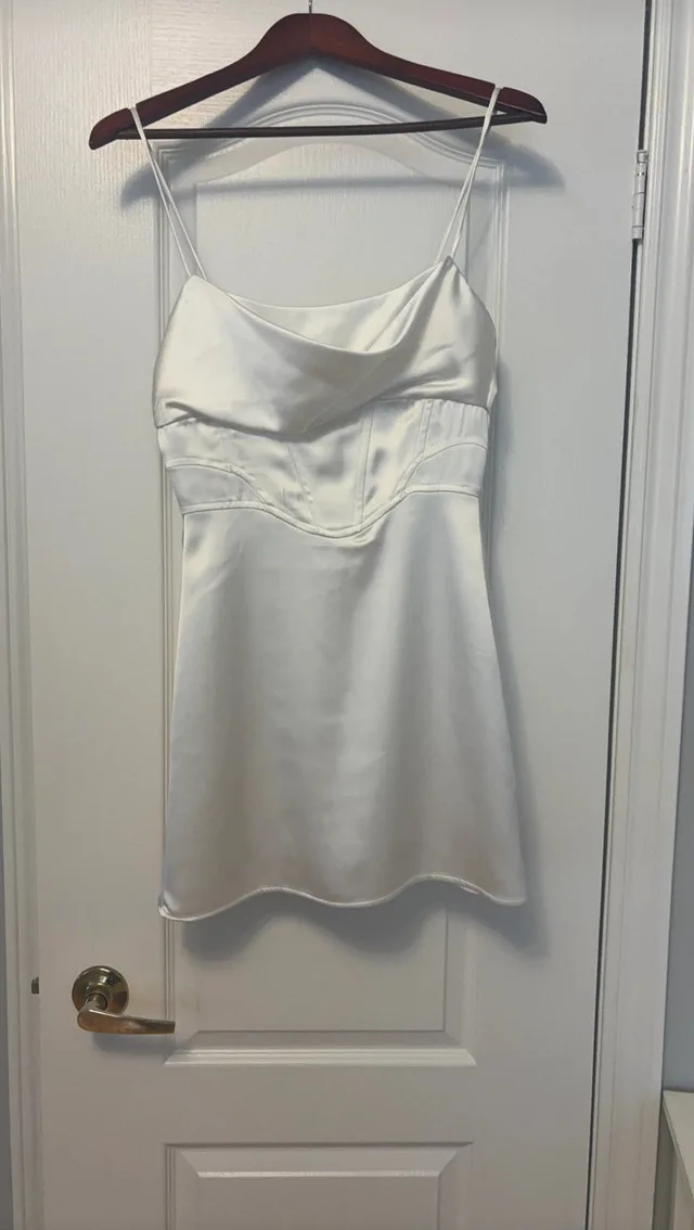 Zara White Satin Mini Dress thumbnail