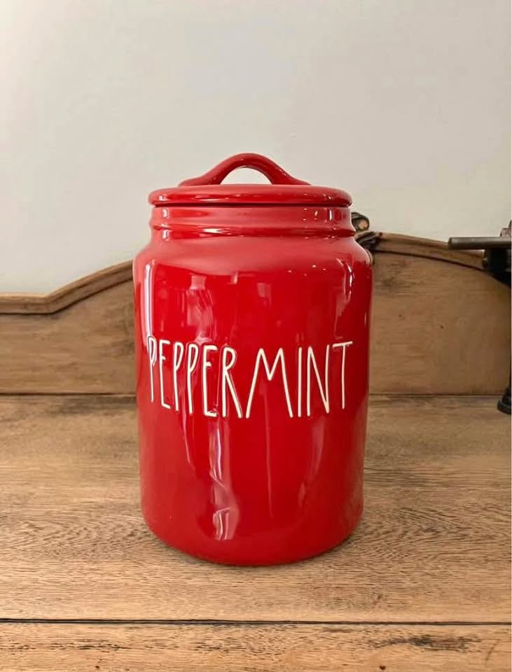 Rae Dunn Peppermint Christmas Canister